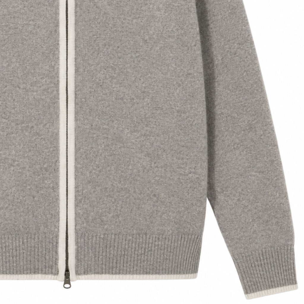 Pittari Lambswool Catch Full Zip Sweater - Vole/Clay