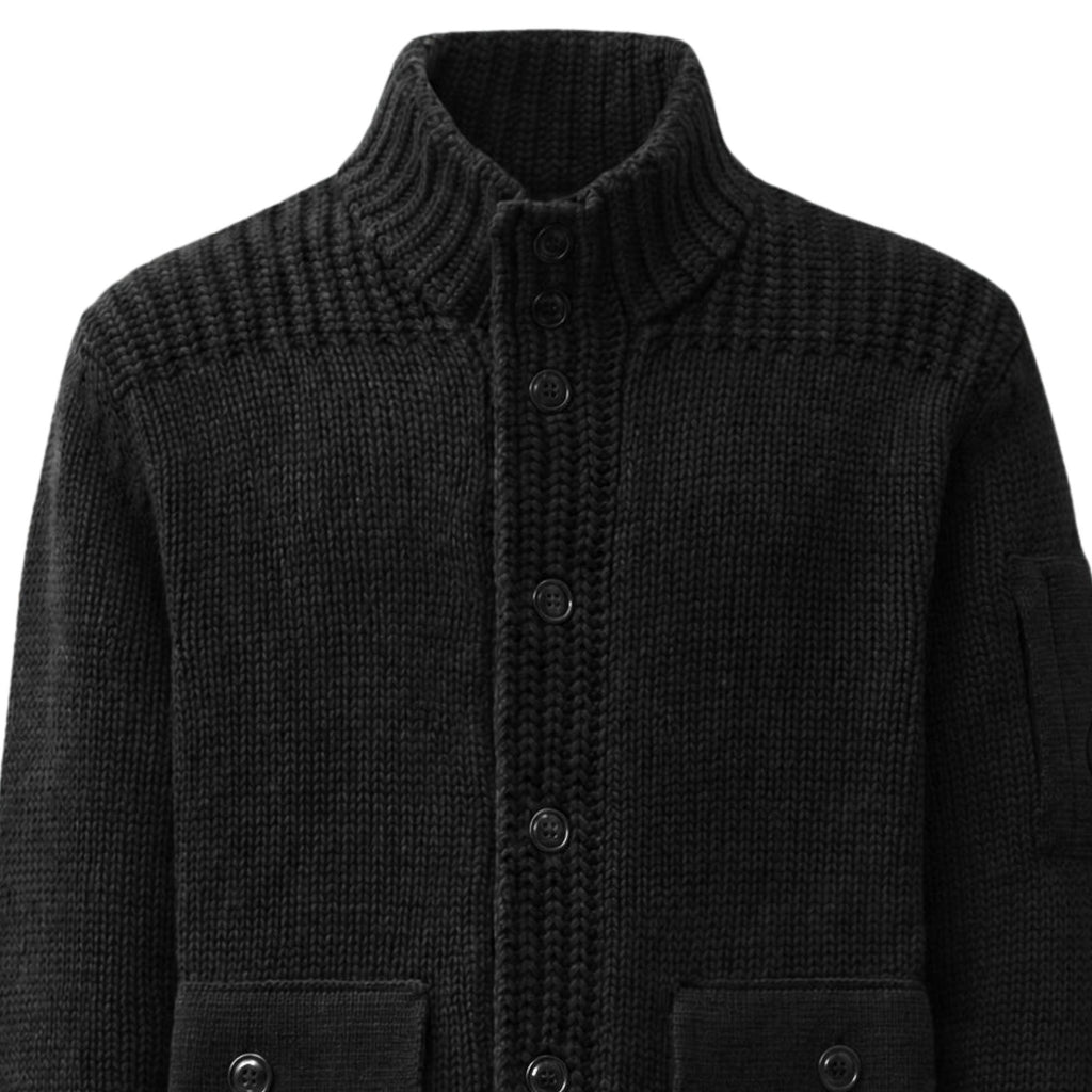 C.P Company Lambswool Lens Button Sweater - Black