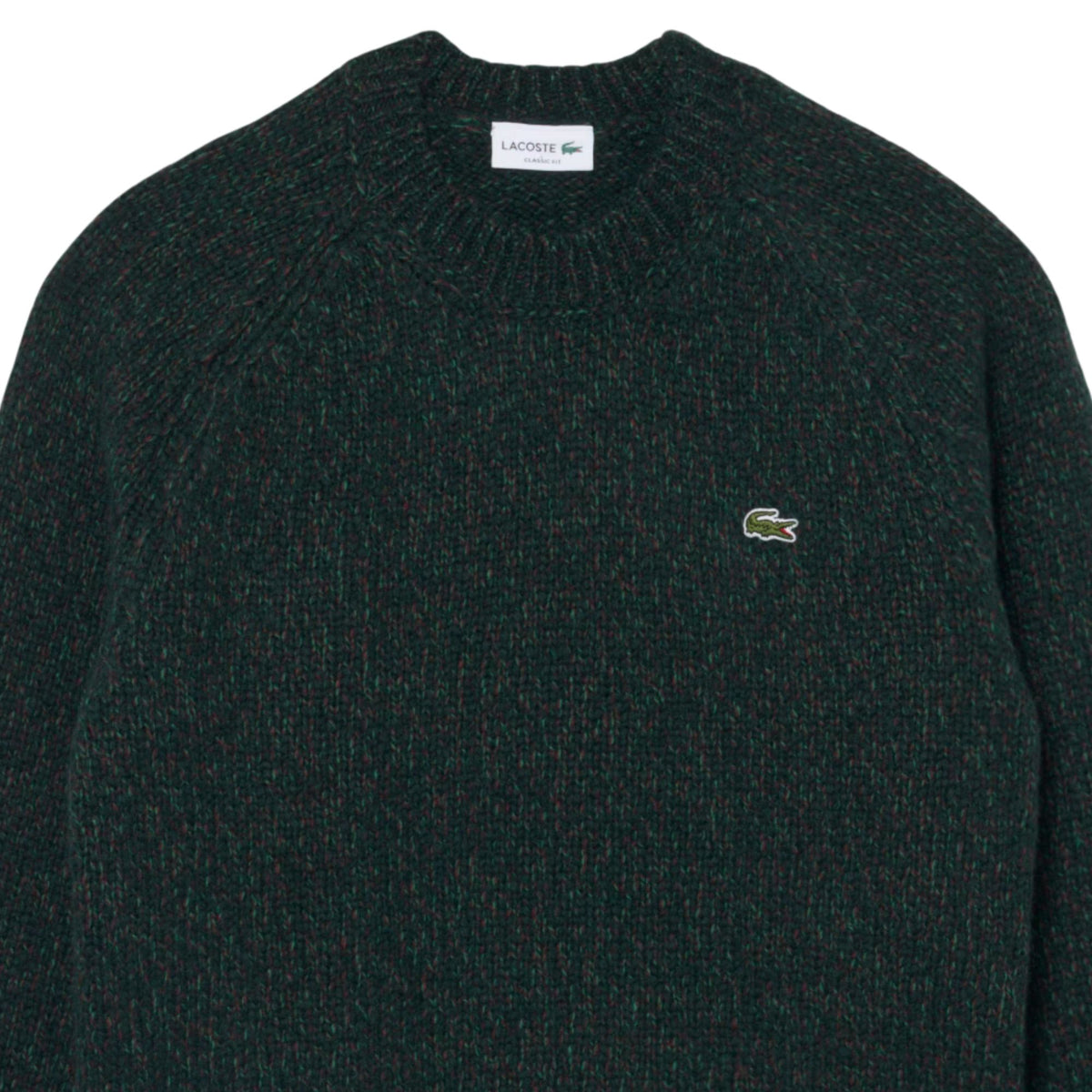 Lacoste Mercerized Knit Wool Cardigan - Green Mix