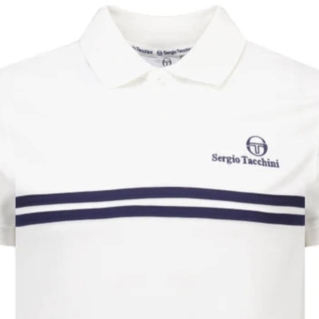 Sergio Tacchini New Supermac Polo Shirt - White/Maritime Blue/Princess Blue
