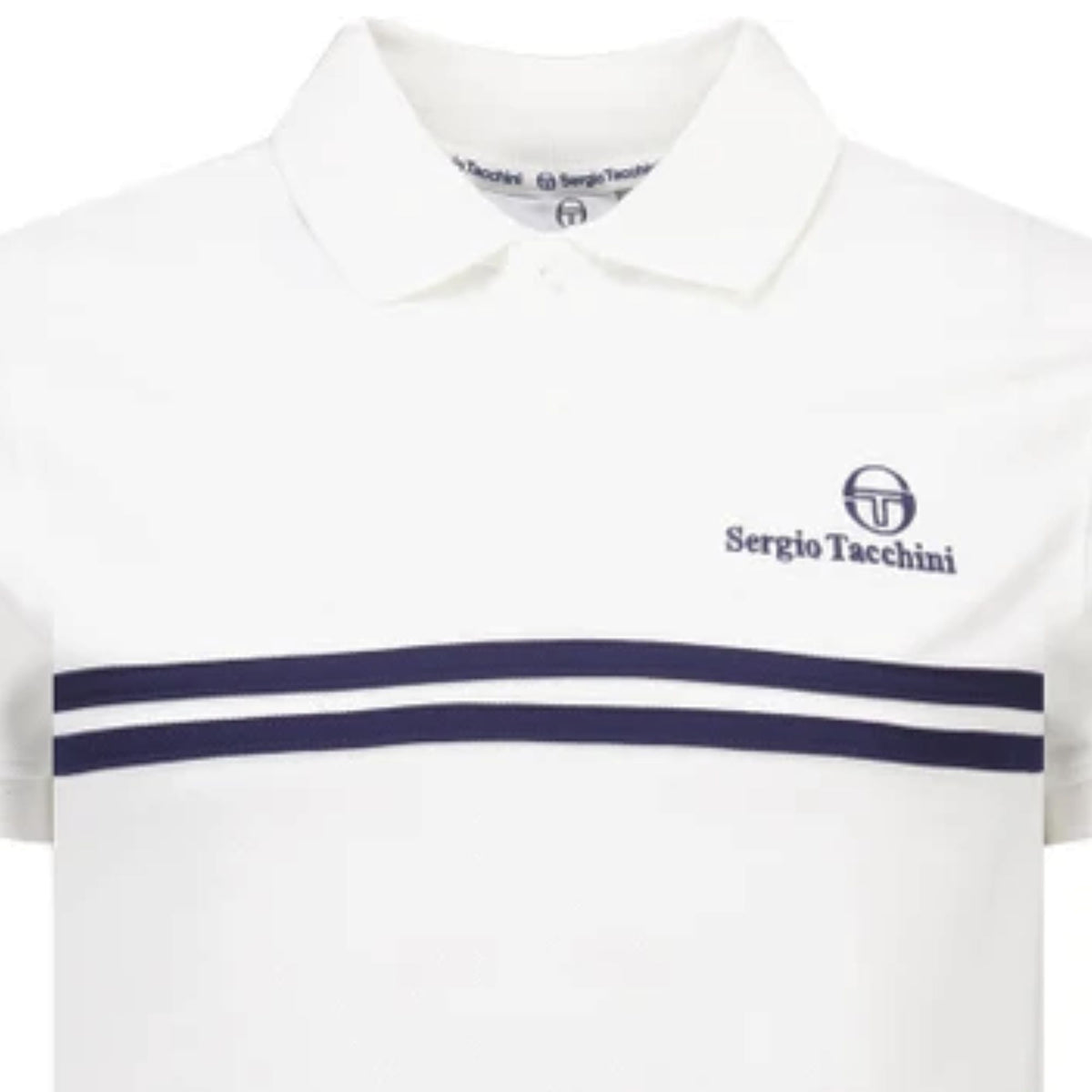 Sergio Tacchini New Supermac Polo Shirt - White/Maritime Blue/Princess Blue