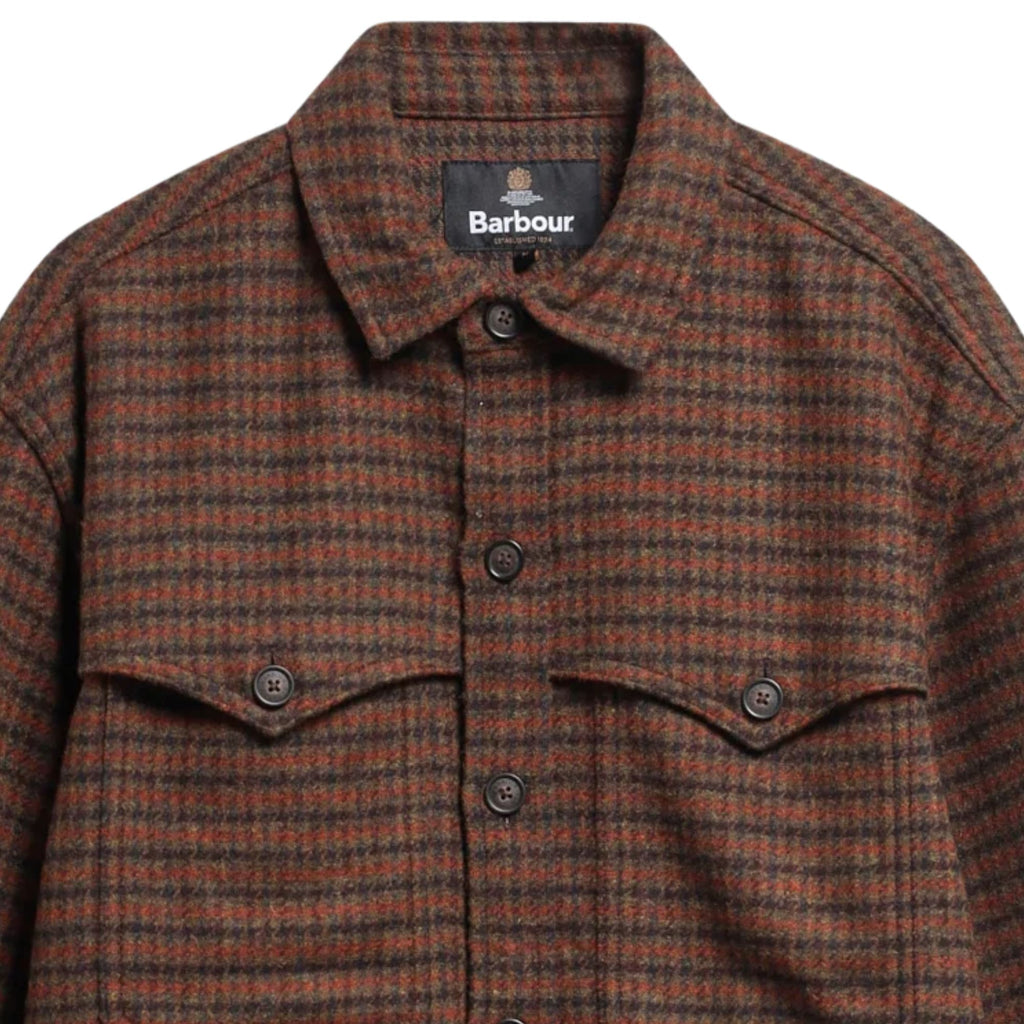 Barbour Hatfield Oversized Houndstooth Overshirt - Chesnut