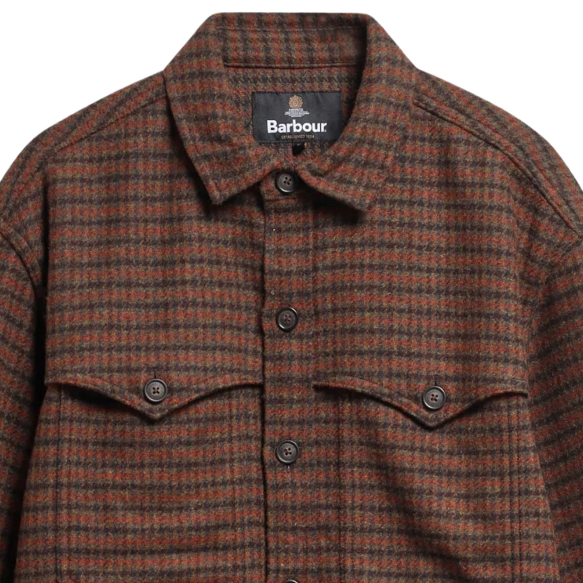 Barbour Hatfield Oversized Houndstooth Overshirt - Chesnut