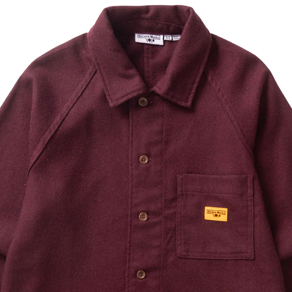 Service Works Flannel FOH Overshirt - Burgundy