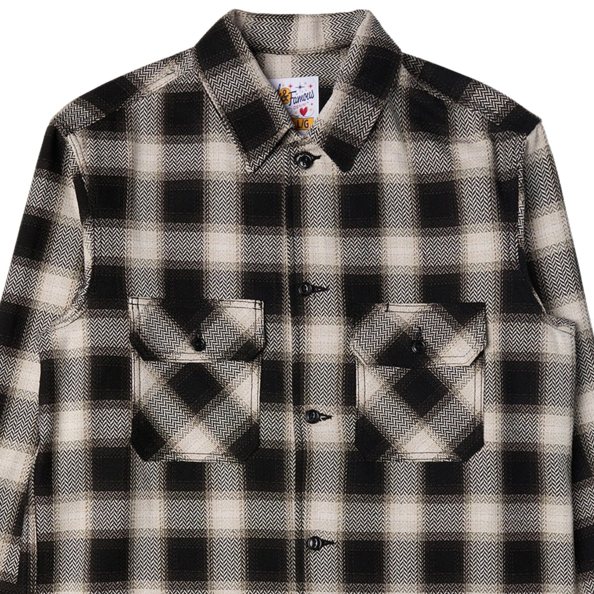 Naked and Famous Denim Trippy Ombre Plaid Work Shirt - Ivory