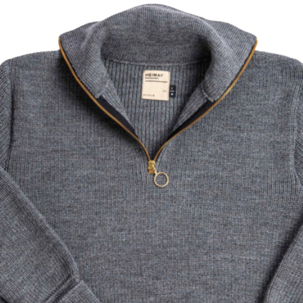 Heimat Virgin Wool Skipper Sweater - Battleship Grey