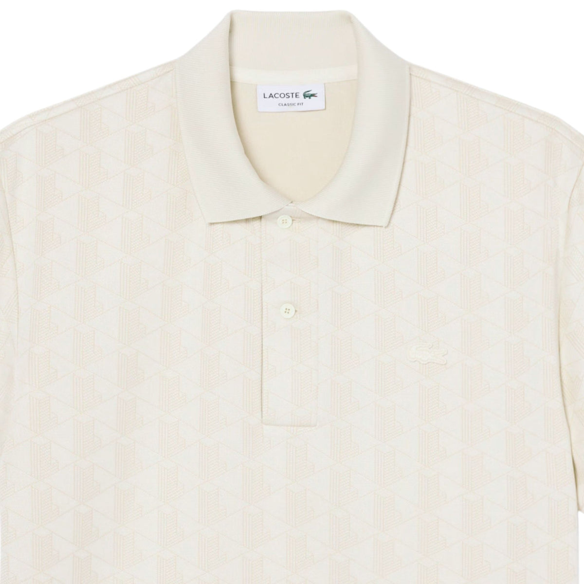 Lacoste Classic Fit Monogram Jacquard Polo Shirt - Beige