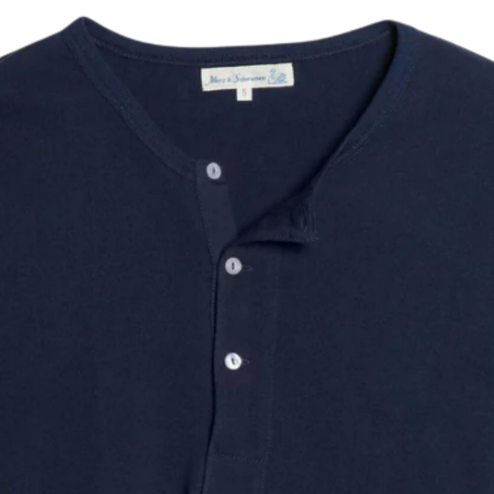 Merz b Schwanen 2M06 Vintage Machine Refined Classic Fit Long Sleeve Henley - Ink Blue