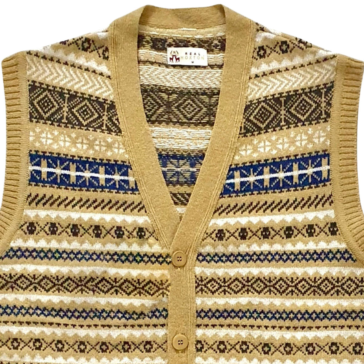 Real Hoxton Fair Isle Sleeveless Cardigan - Bronze