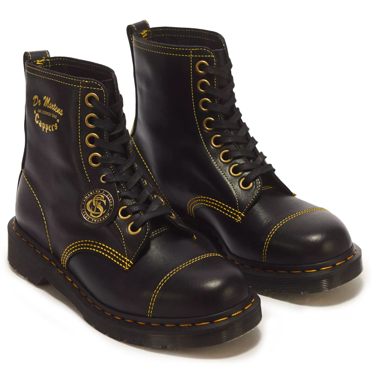 Dr. Martens Made In England 1460 Cappers Classic Calf Leather Lace Up Boots - Black