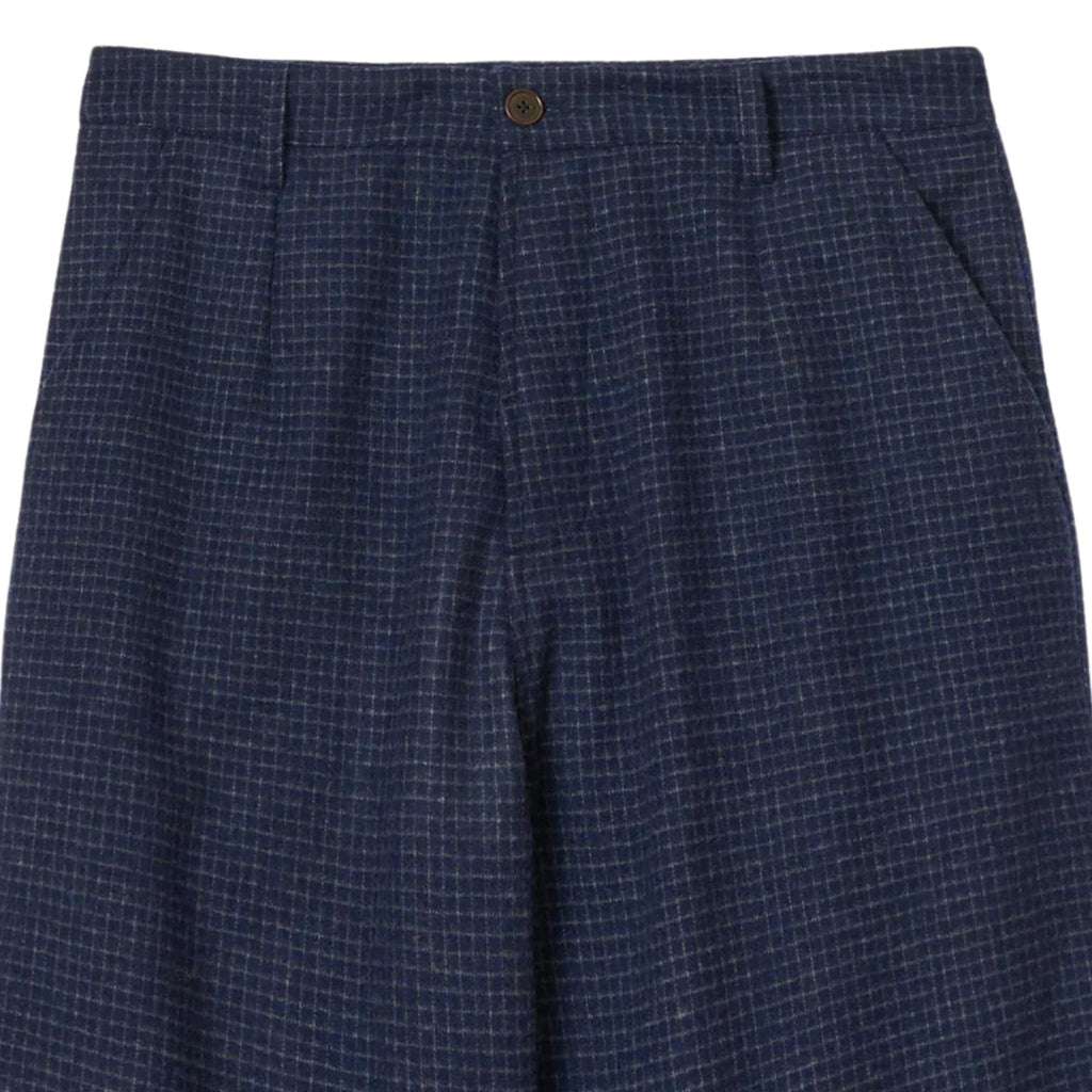 Universal Works Bobby Wool Mix Super Chino - Navy Check