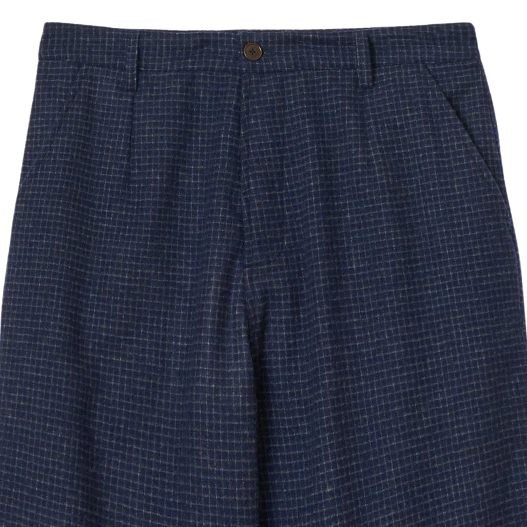 Universal Works Bobby Wool Mix Super Chino - Navy Check