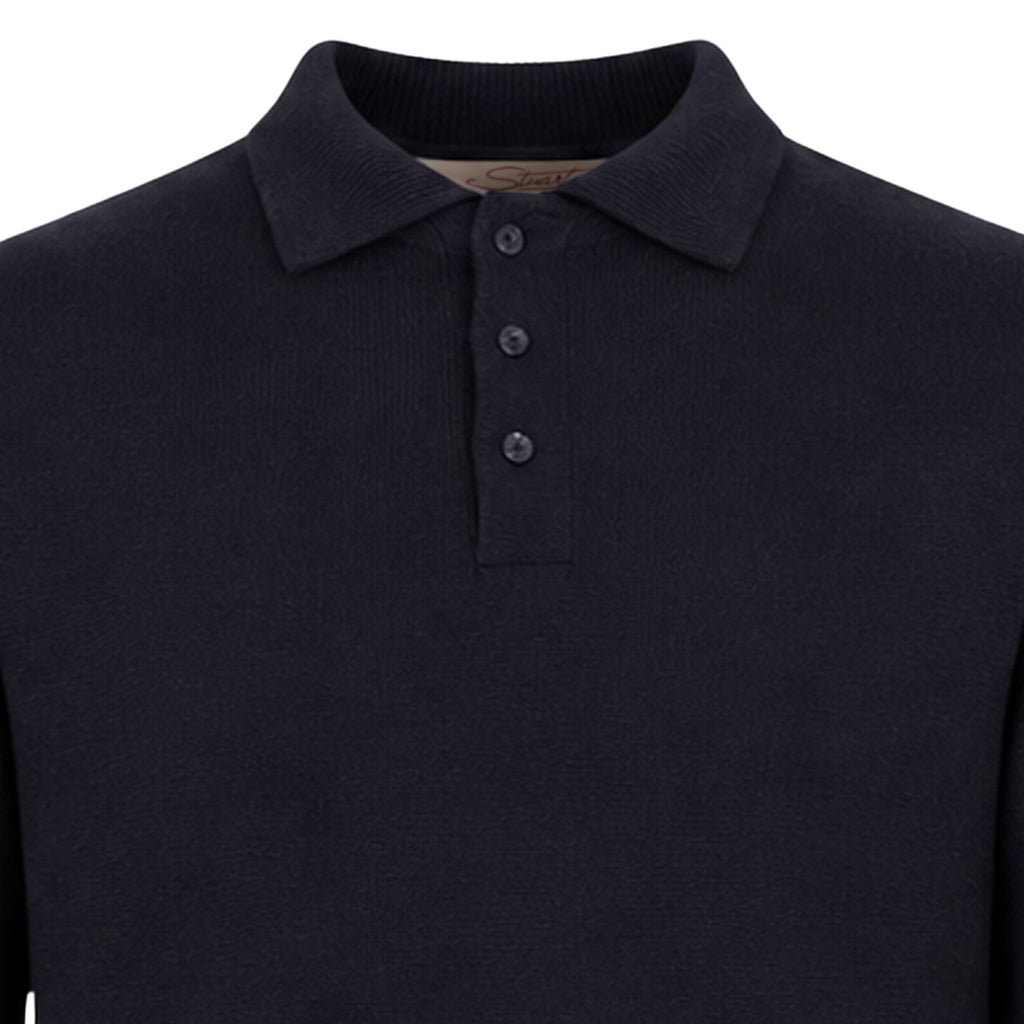 Stuarts London Mayfair Merino Polo - Navy SL007-NAV
