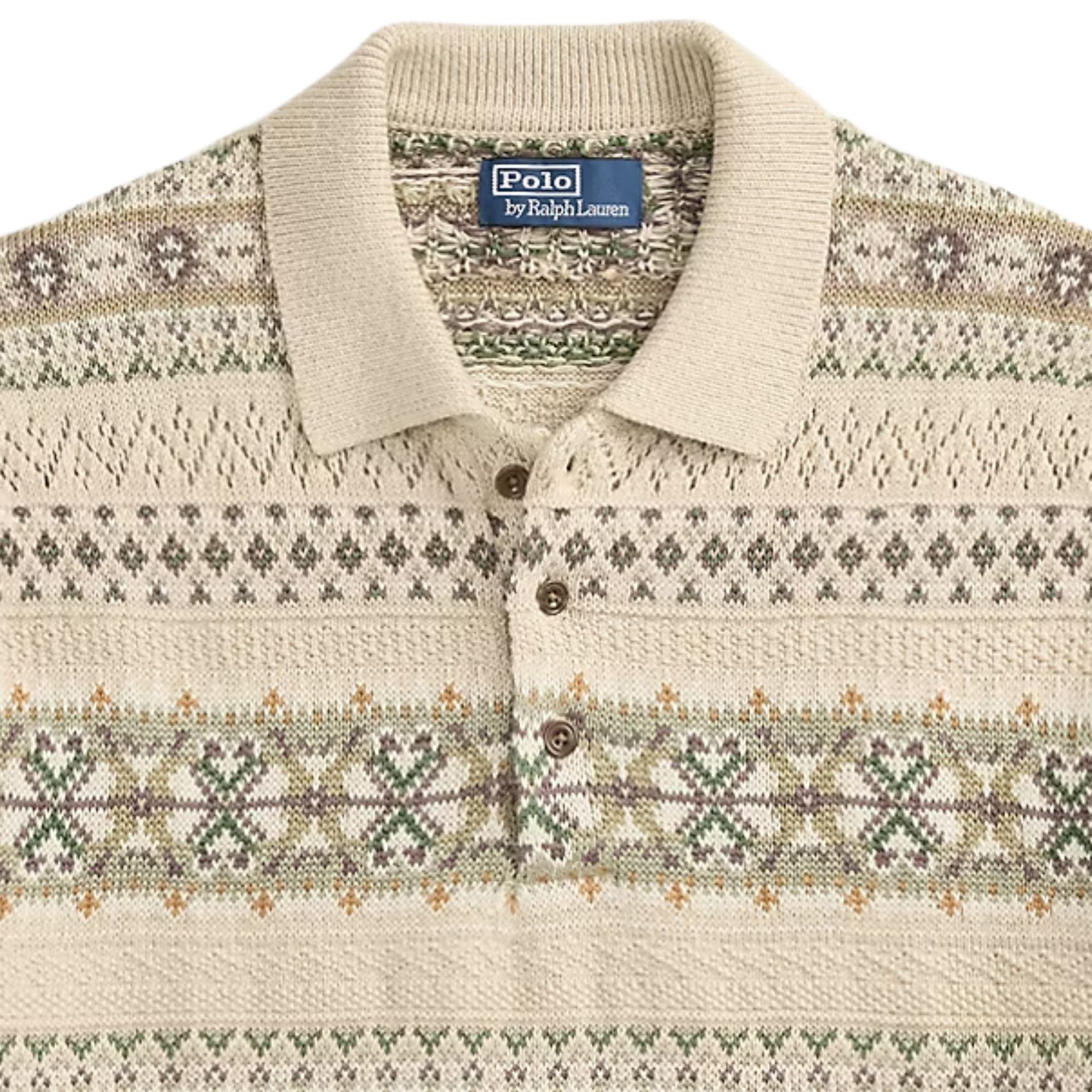 Polo Ralph Lauren Fair Isle Polo-Collar Jumper - Tan Combo