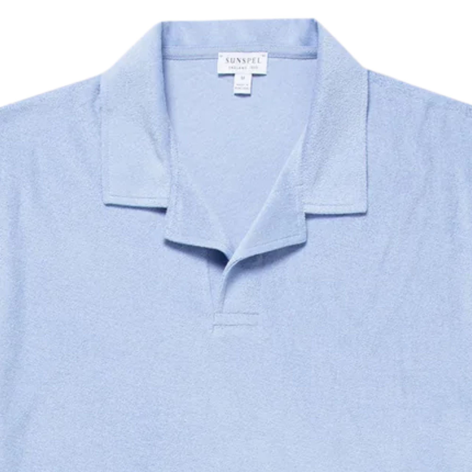 Sunspel Towelling Polo Shirt - Sky