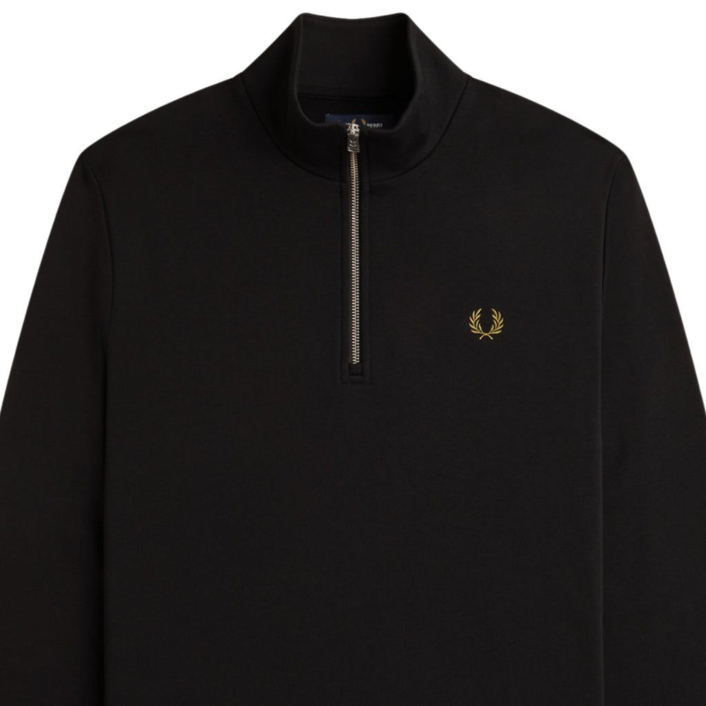 Fred Perry Half Zip Sweatshirt - Black/Snow White/Bronze