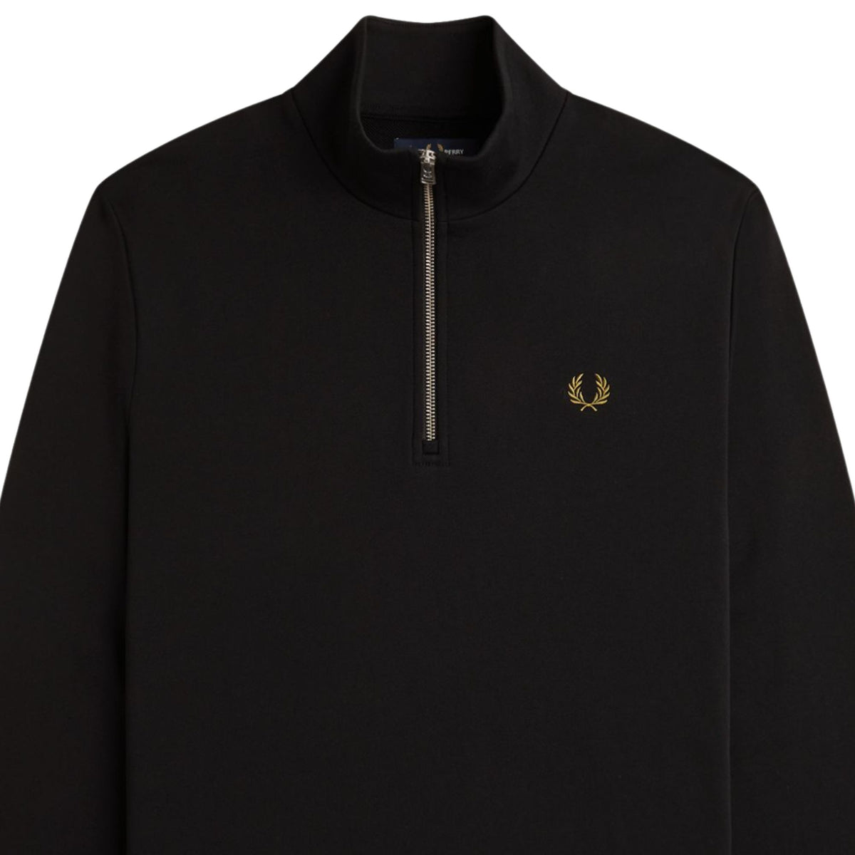 Fred Perry Half Zip Sweatshirt - Black/Snow White/Bronze