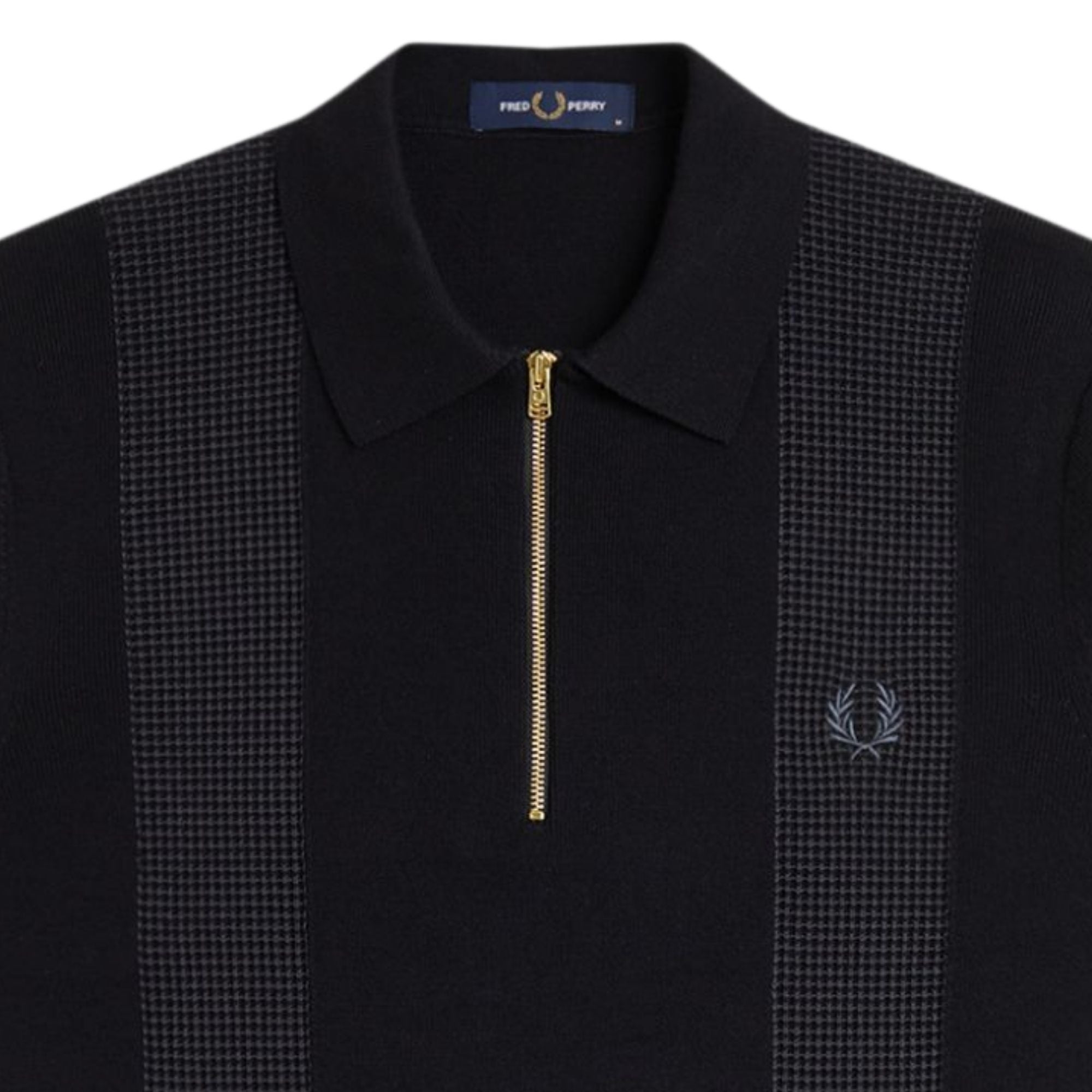 Fred Perry Panel Detail Knitted Shirt - Black