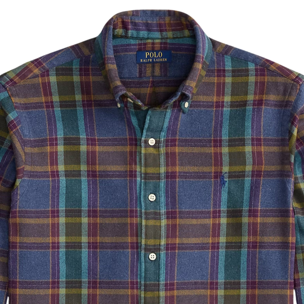 Polo Ralph Lauren Custom Fit Plaid Flannel Shirt - Blue Purple Heather