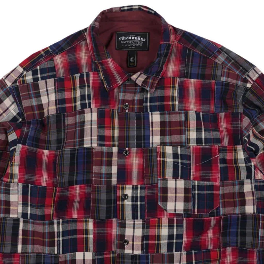 FrizmWORKS Madras Patchwork Relaxed Shirt - Wine