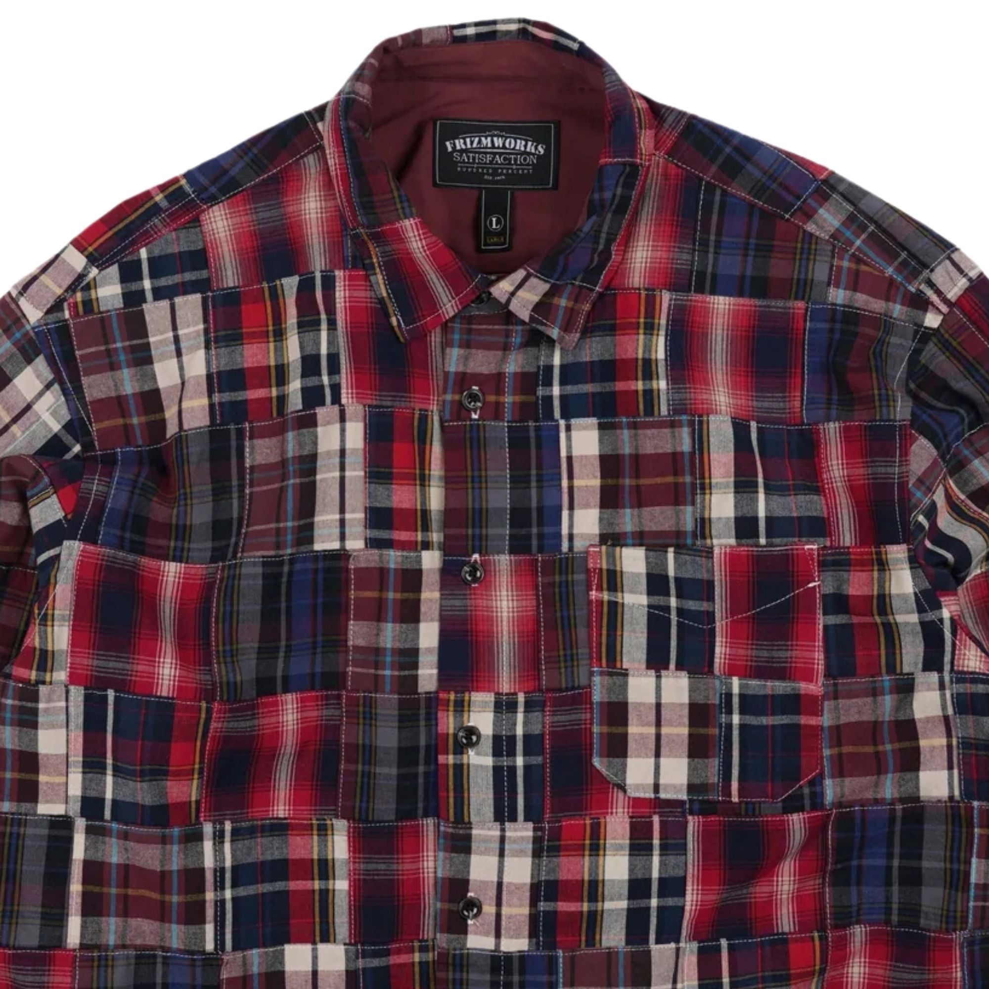 FrizmWORKS Madras Patchwork Relaxed Shirt - Wine