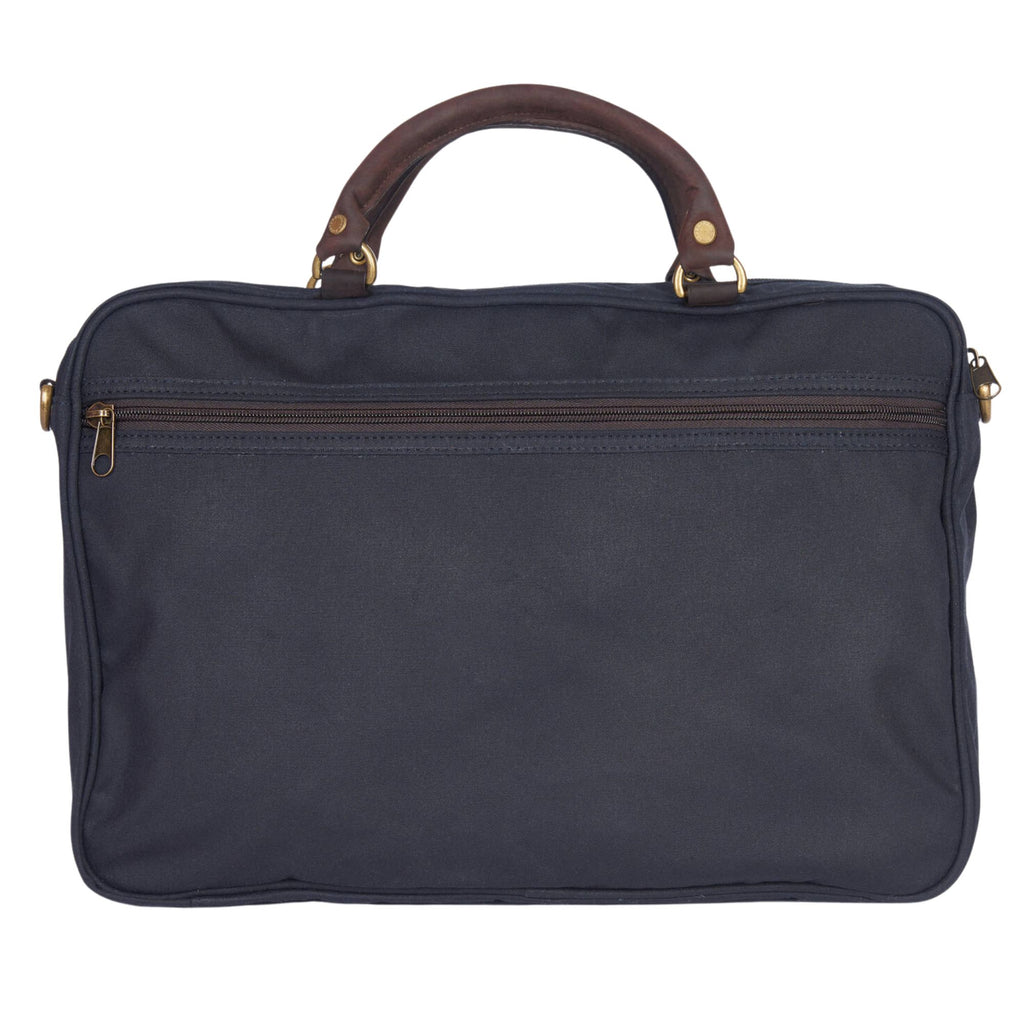 Barbour Wax Leather Briefcase - Navy