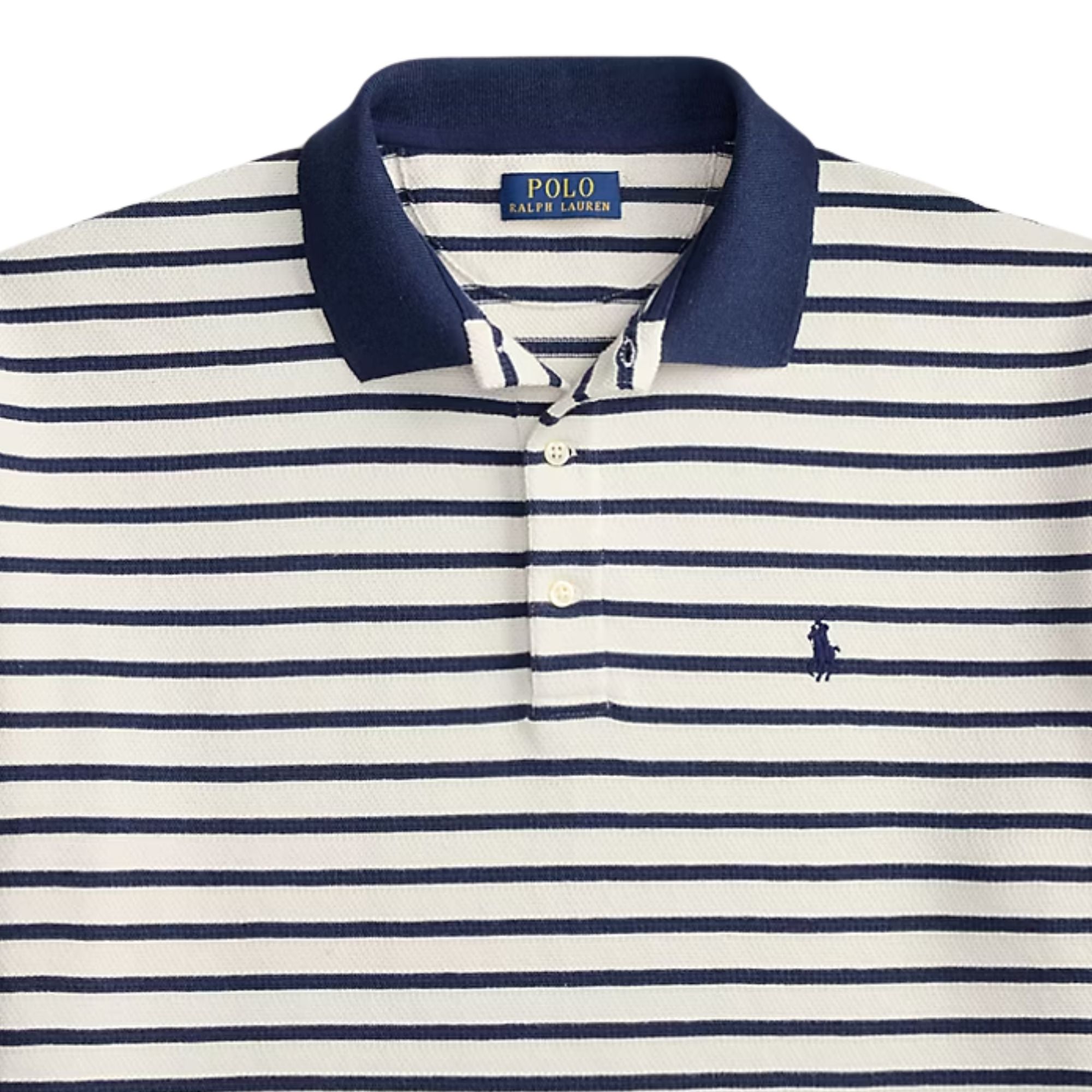 Polo Ralph Lauren Relaxed Fit Striped Textured Polo Shirt - Nevis/ Newport Navy