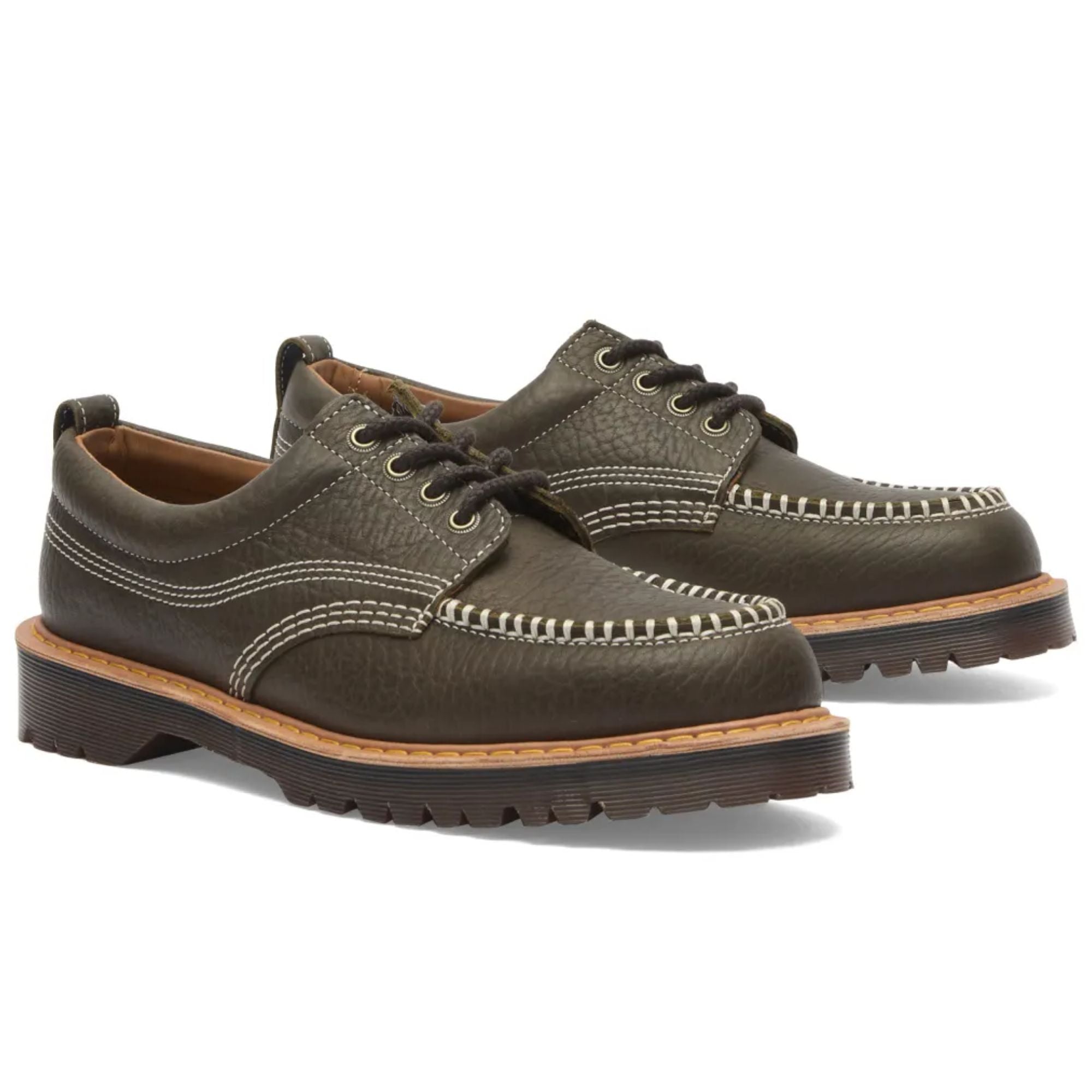 Dr. Martens Lowell Wild Grain Leather Moc Toe - Olive 445300-OL