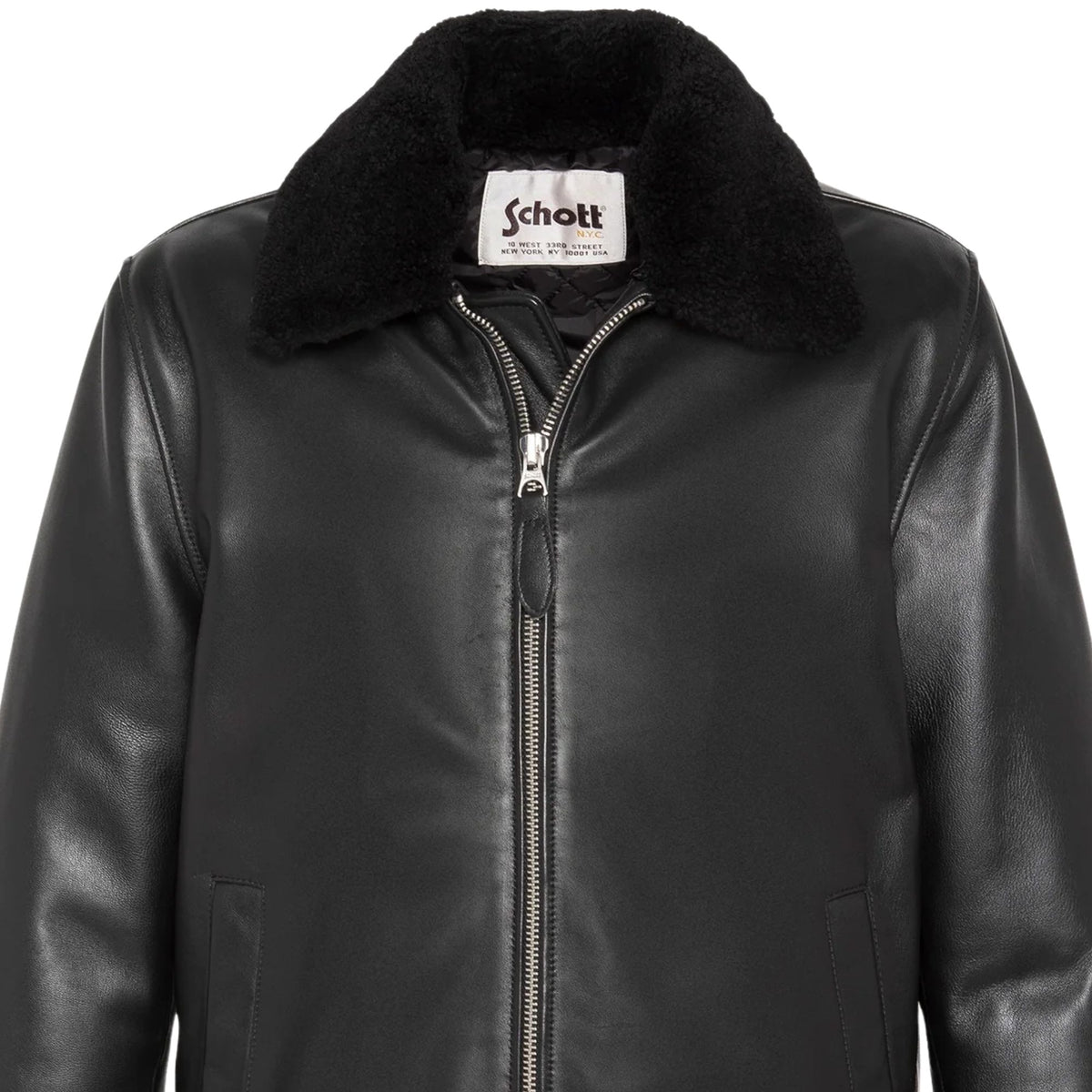 Schott Casual Lambskin Leather Jacket - Black