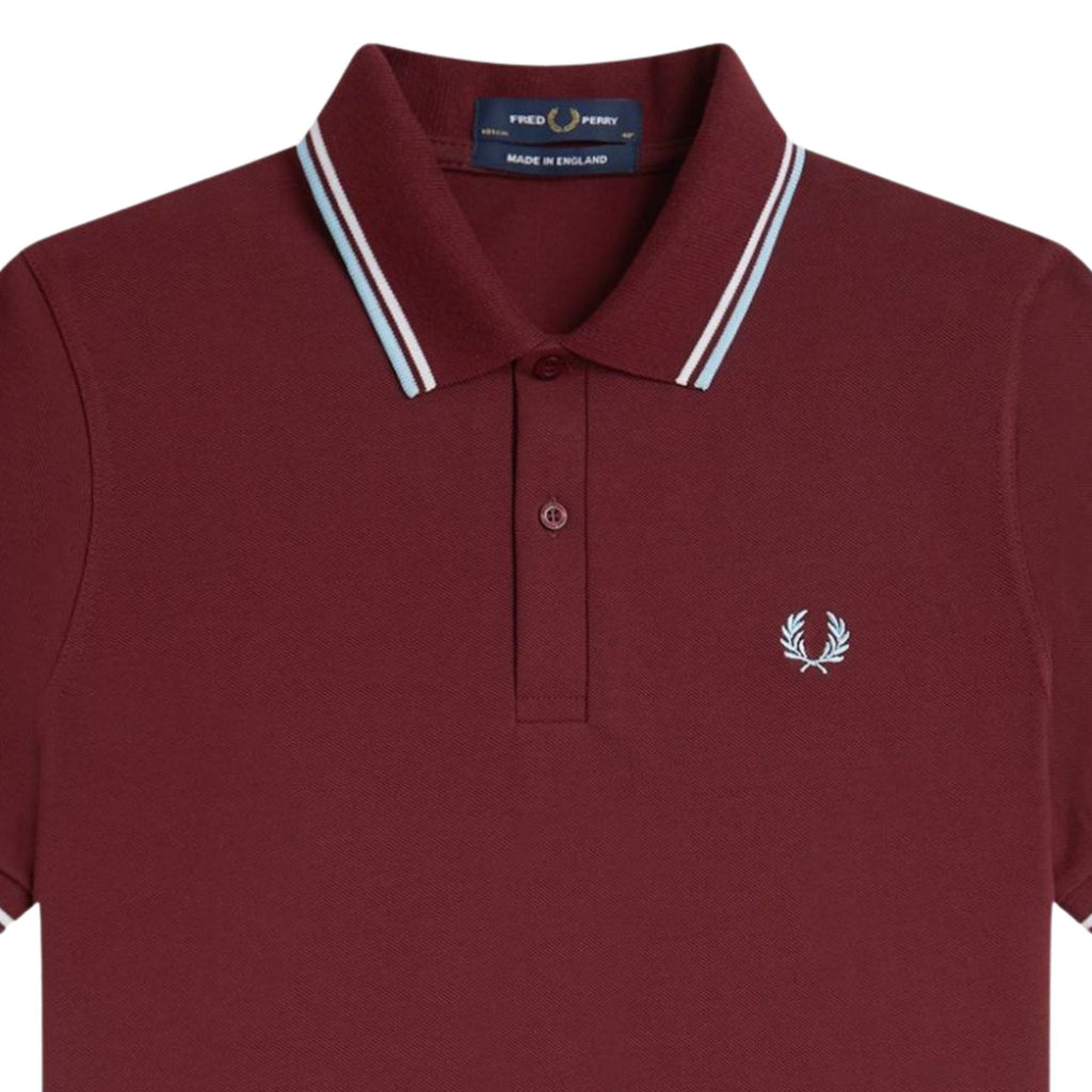 Fred Perry Reissues M12 Twin Tipped Polo - Maroon/White/Ice