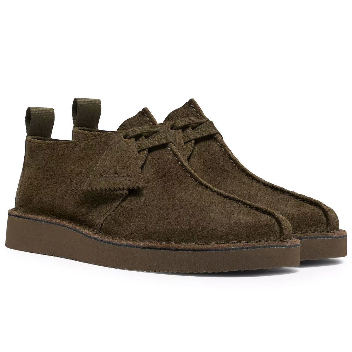 Clarks Originals Desert Treck Shoes - Dark Olive Suede