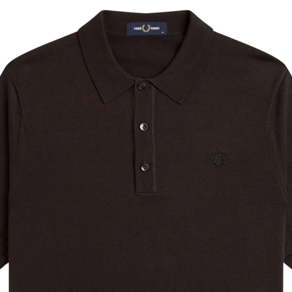 Fred Perry Cotton Knitted Shirt - Rich Brown