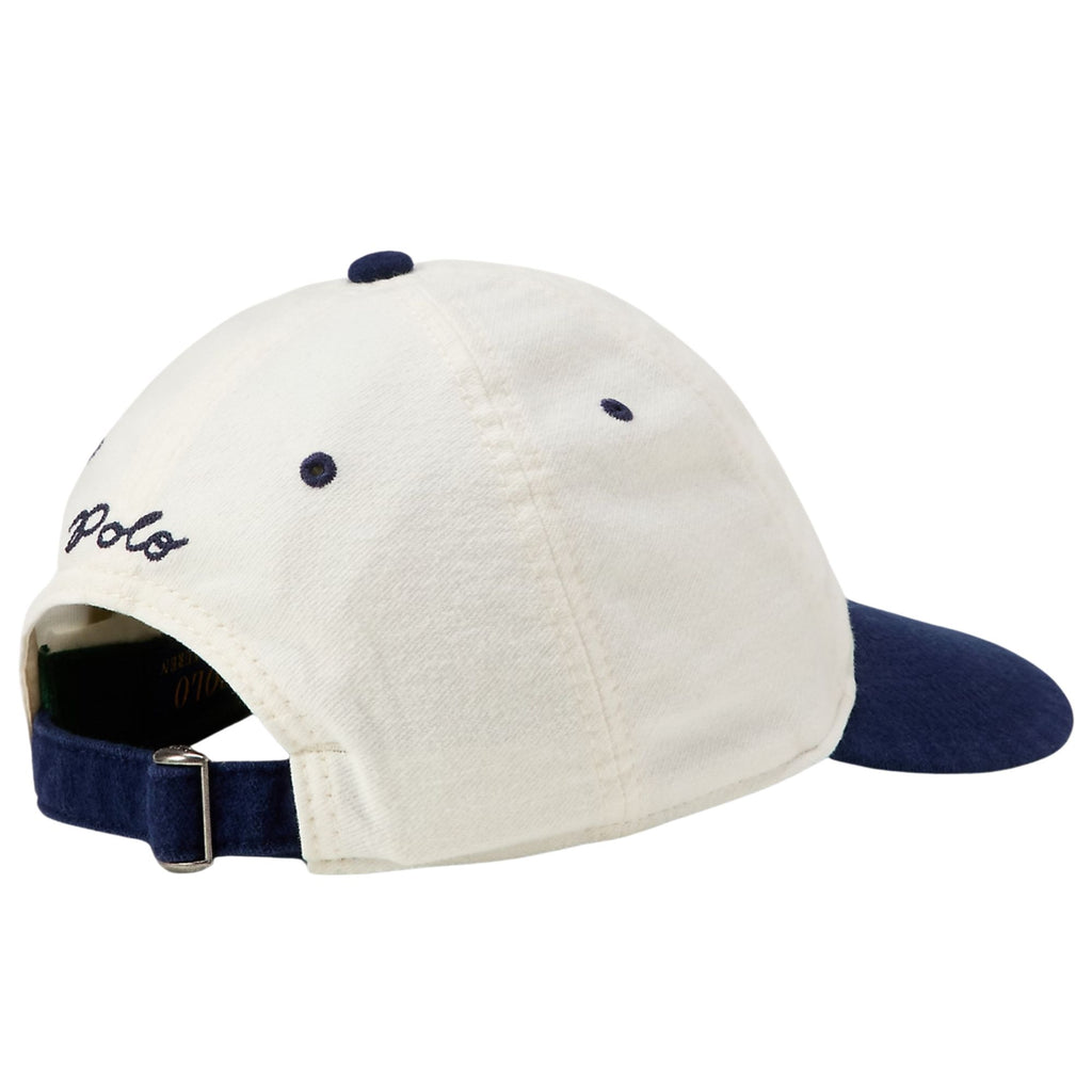 Polo Ralph Lauren Felt-Patch Chamois Ball Cap - Deckwash White/Newport Navy