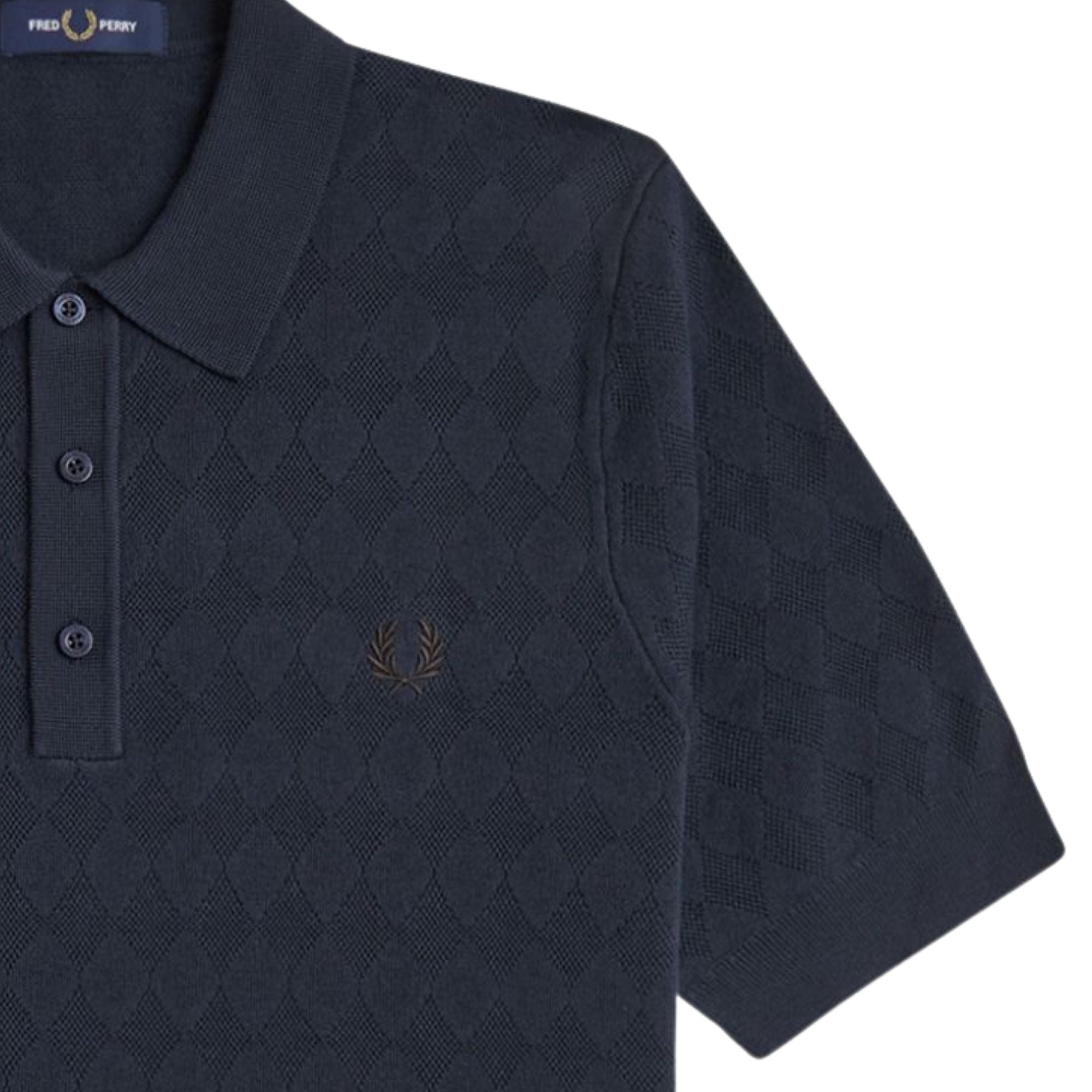Fred Perry Pointelle Knitted Shirt - Navy