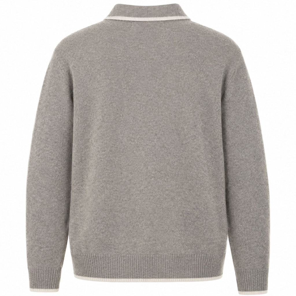 Pittari Lambswool Catch Full Zip Sweater - Vole/Clay