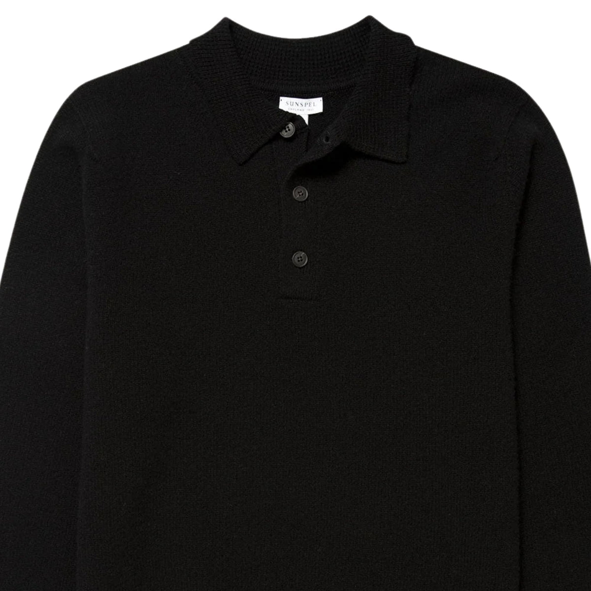 Sunspel Lambswool Polo Shirt - Black