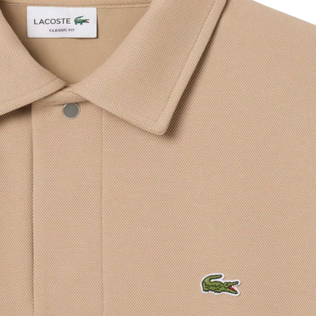 Lacoste Polo Collar Piqué Sweatshirt - Beige
