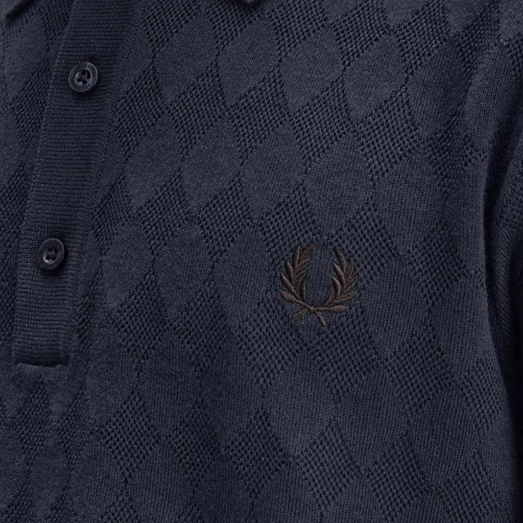 Fred Perry Pointelle Knitted Shirt - Navy