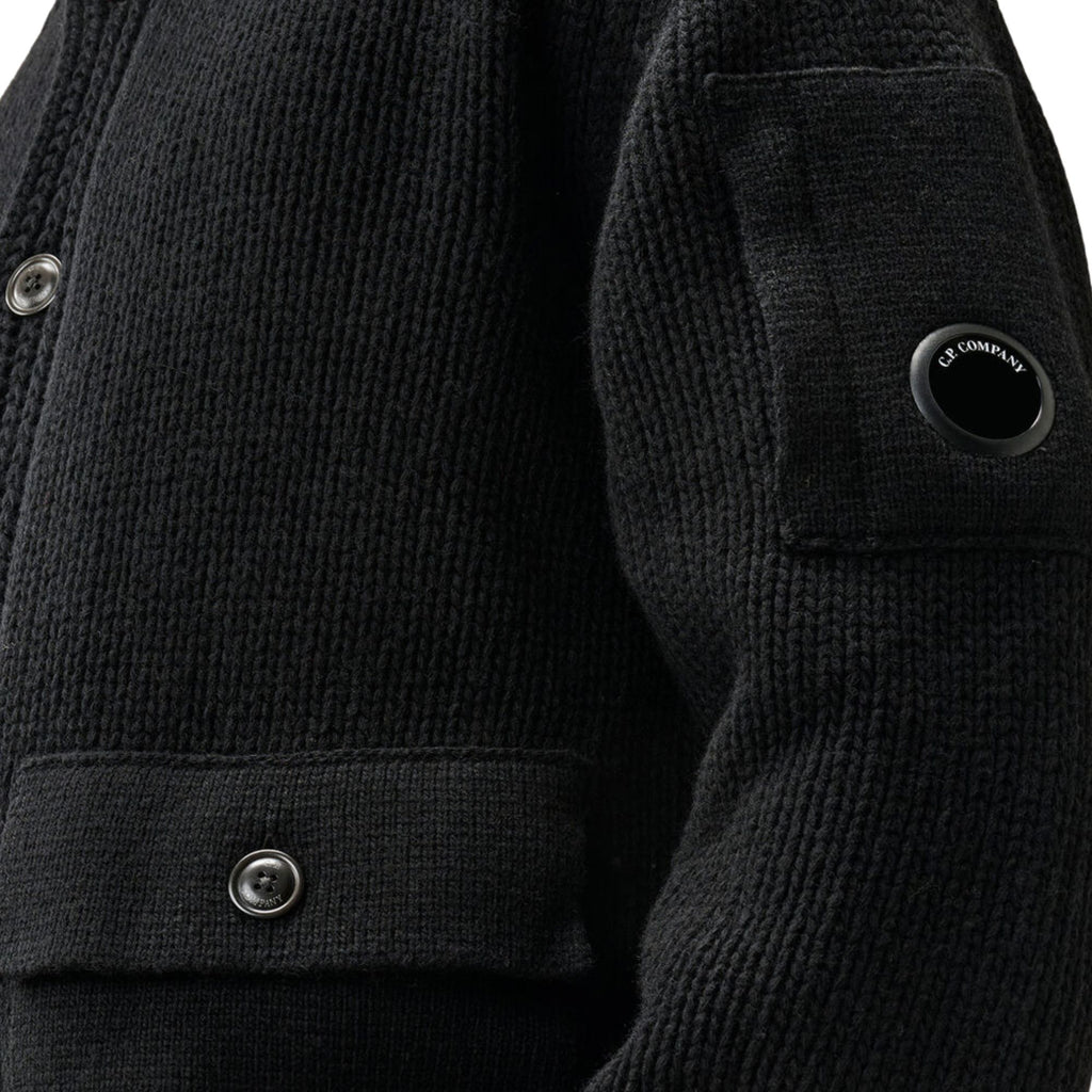 C.P Company Lambswool Lens Button Sweater - Black
