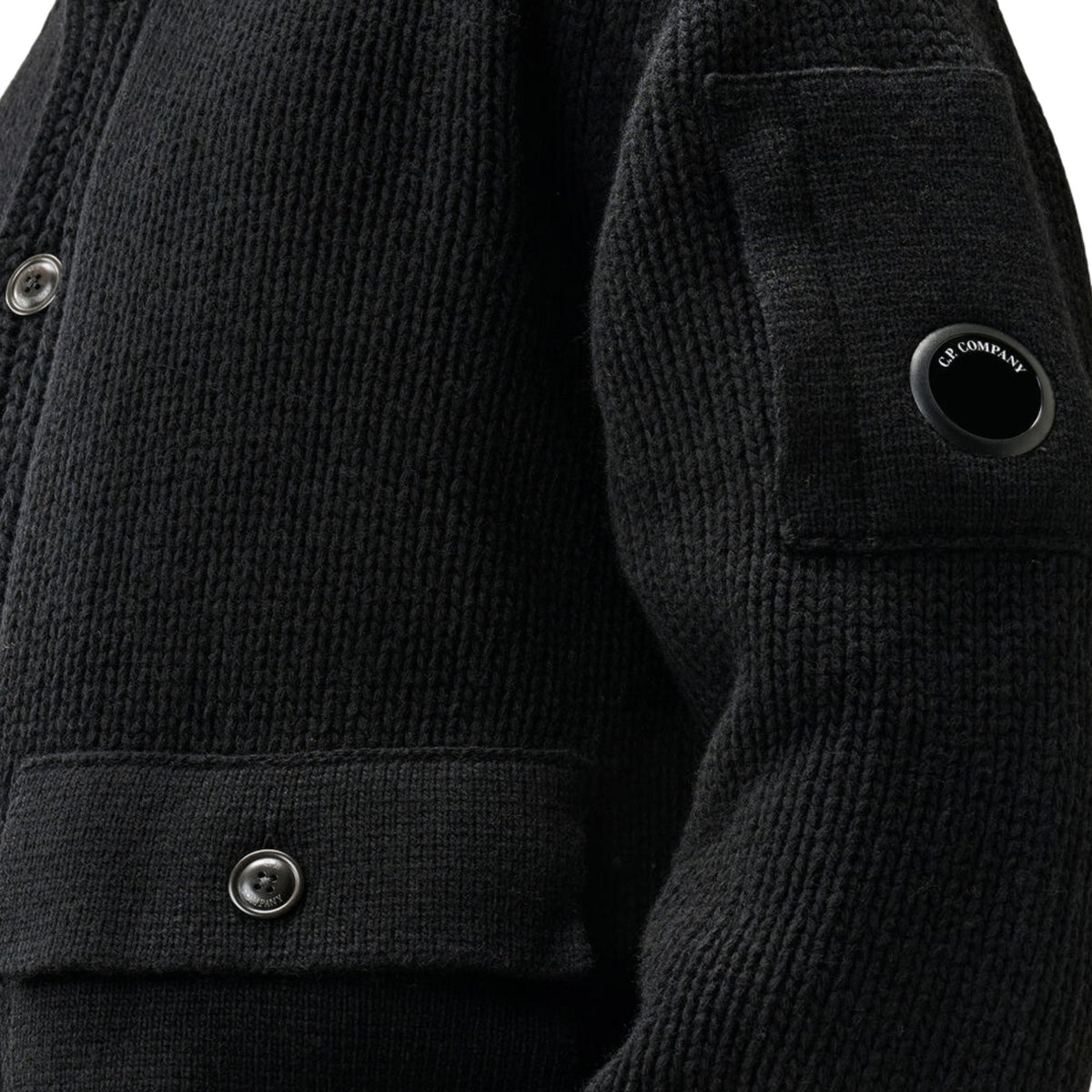 C.P Company Lambswool Lens Button Sweater - Black