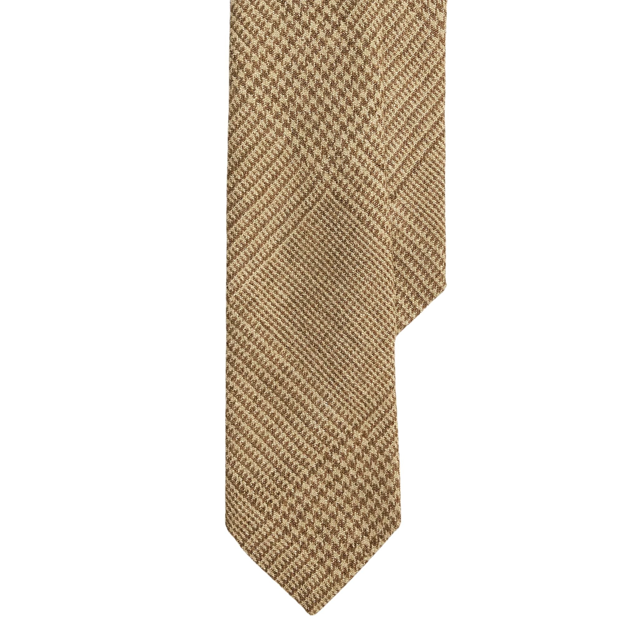 RRL by Ralph Lauren Glen Plaid Silk-Linen-Wool Tie - Brown/Tan