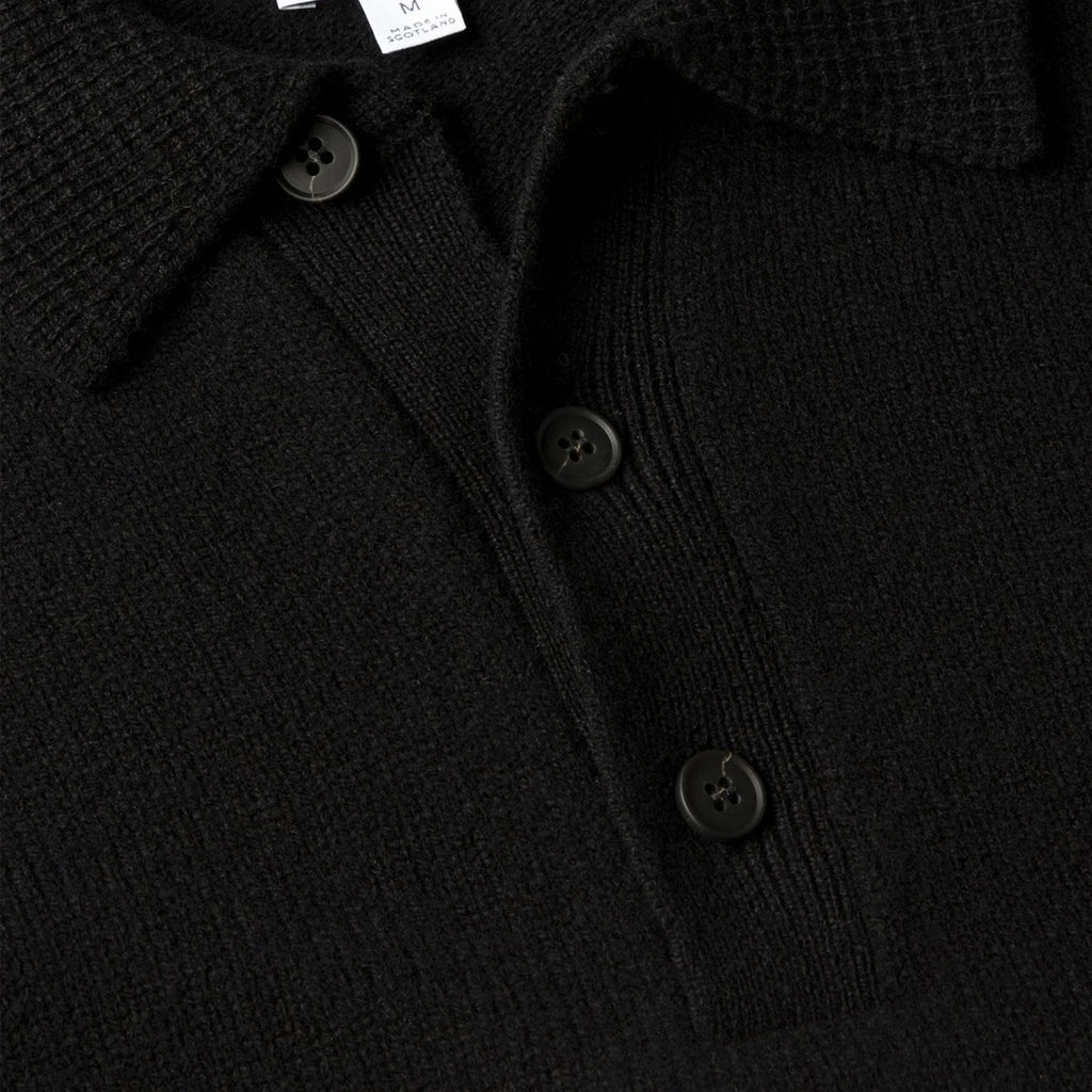 Sunspel Lambswool Polo Shirt - Black