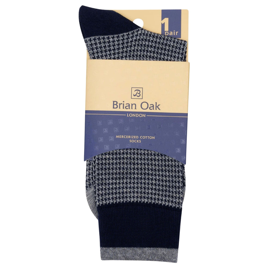 Stuarts London Brian Oak Houndstooth Pattern Socks - Grey