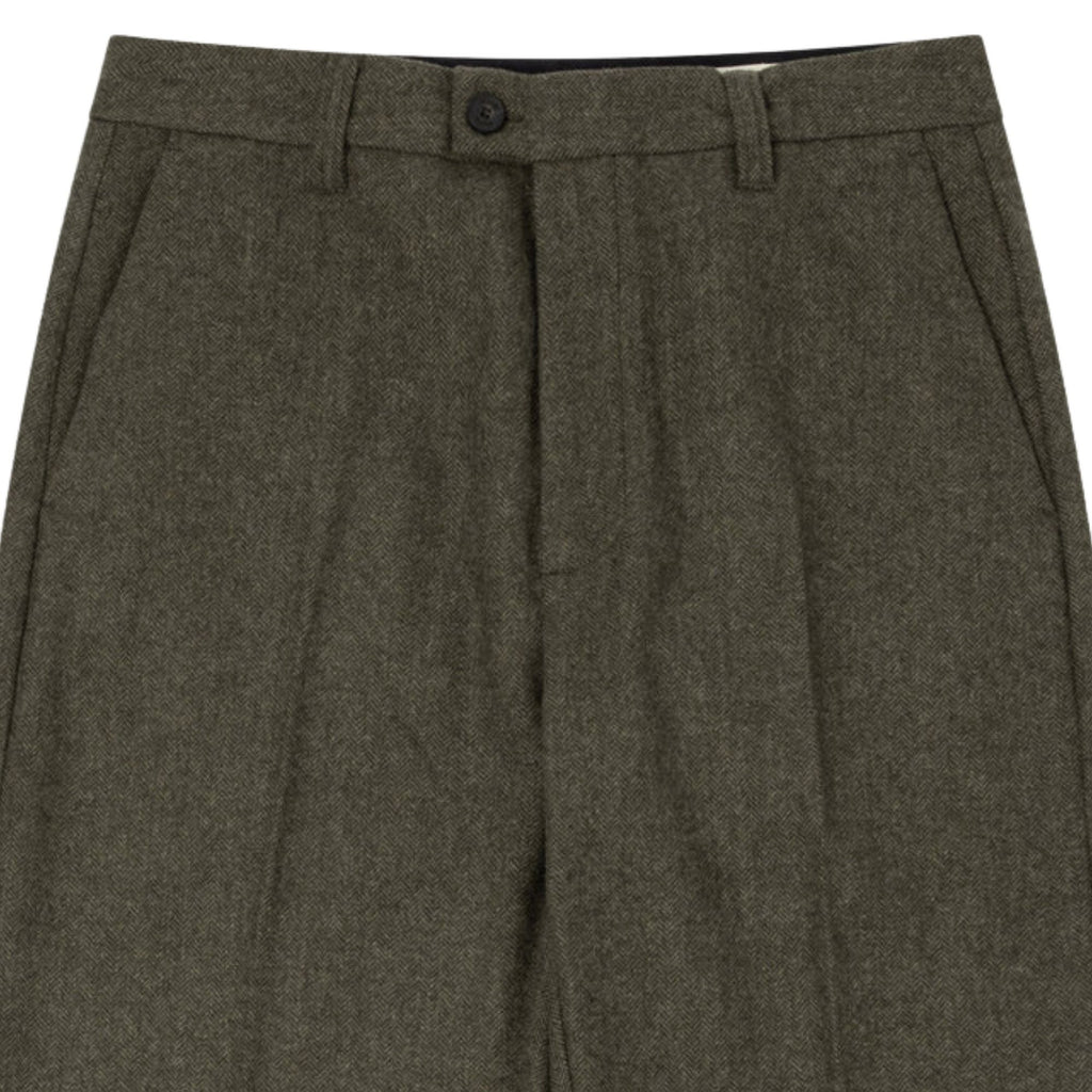 Kestin Herringbone Wool Blend Moray Trousers - Olive