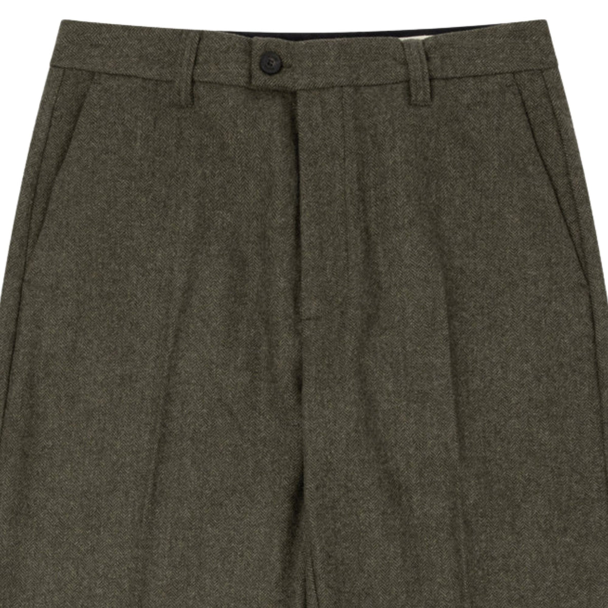 Kestin Herringbone Wool Blend Moray Trousers - Olive