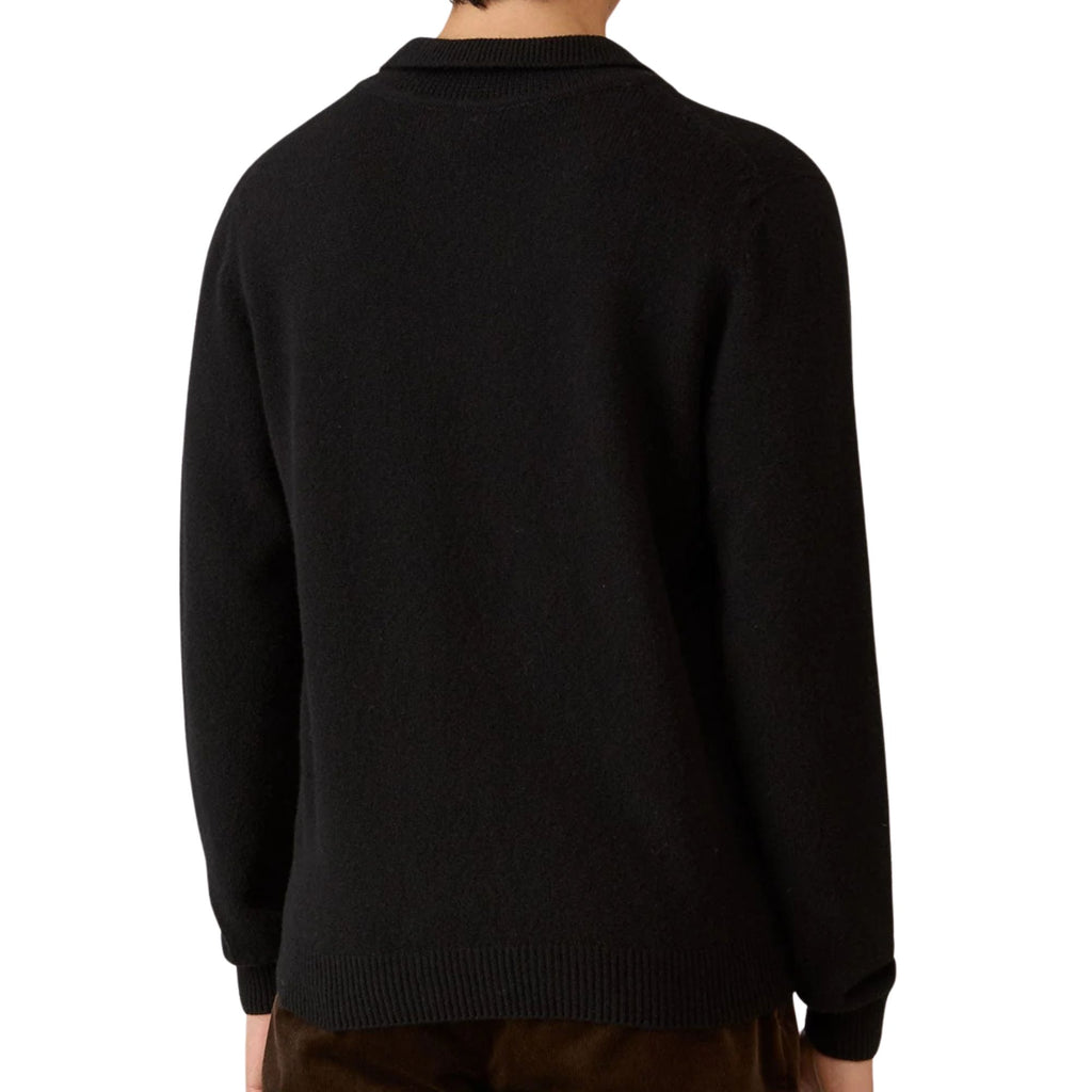Sunspel Lambswool Polo Shirt - Black