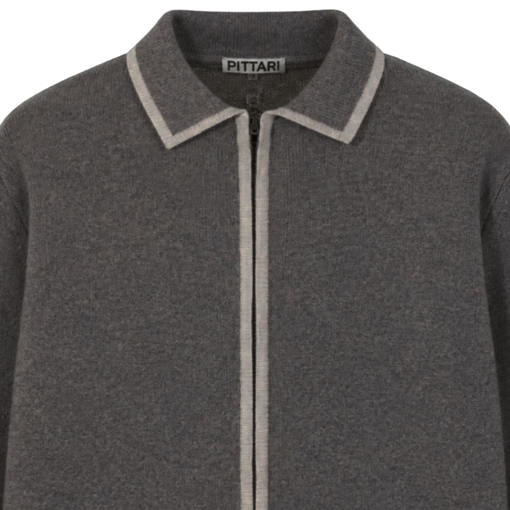 Pittari Lambswool Catch Full Zip Sweater - Cliff/Clay