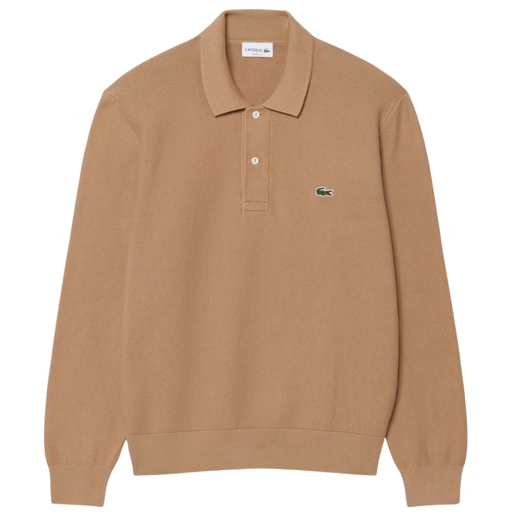Lacoste Classic Fit Long Sleeved Knitted Polo Shirt - Brown