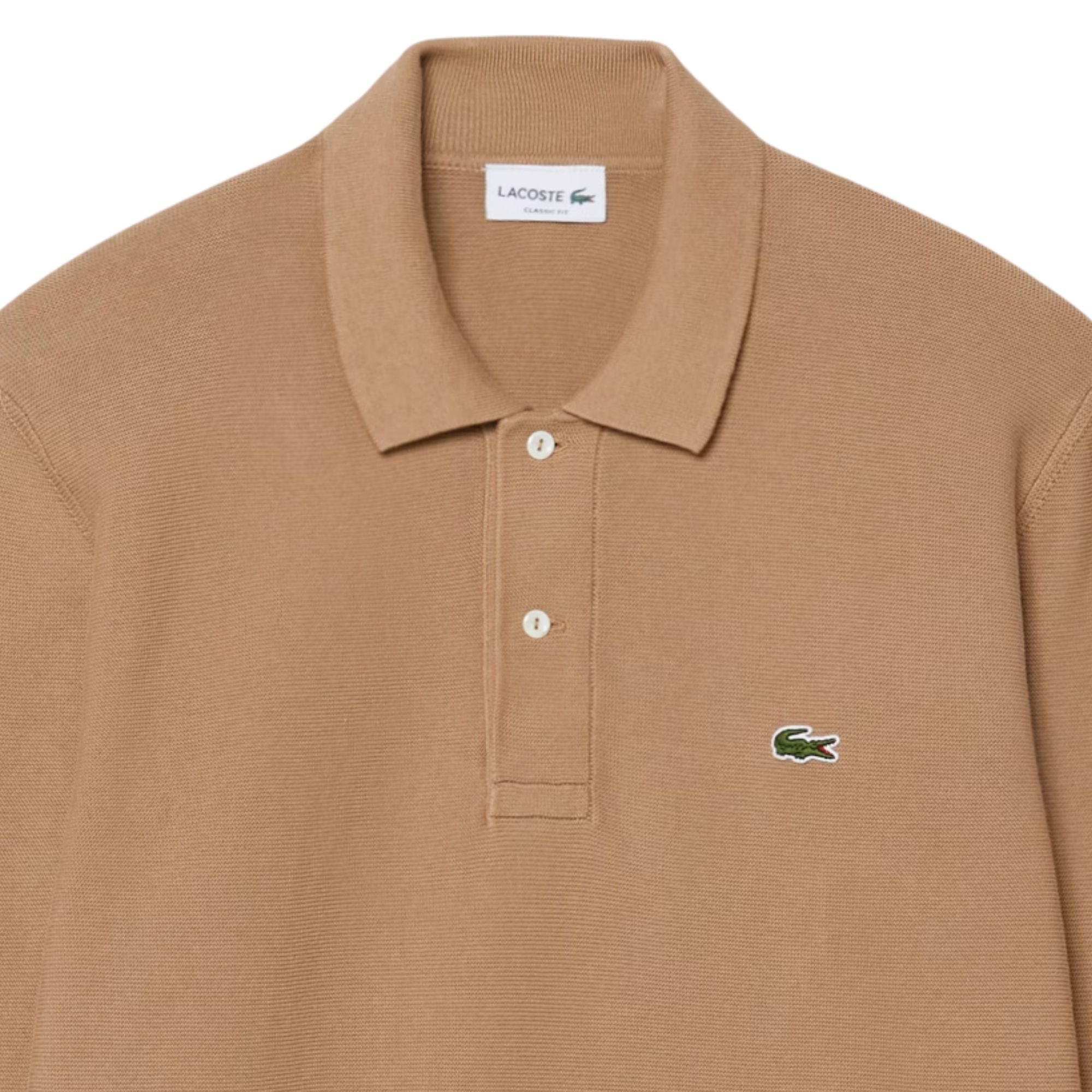 Lacoste Classic Fit Long Sleeved Knitted Polo Shirt - Brown