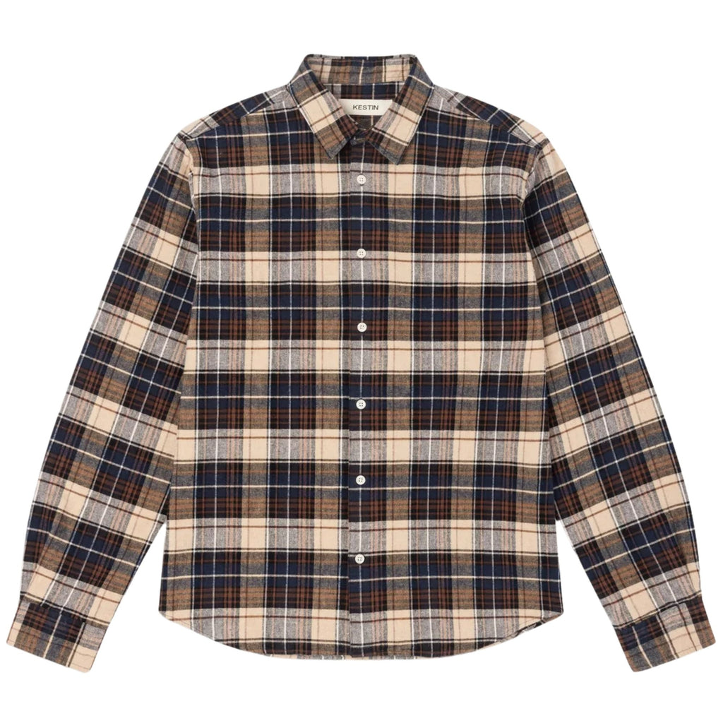 Kestin Heavy Flannel Check Dirleton Shirt - Navy